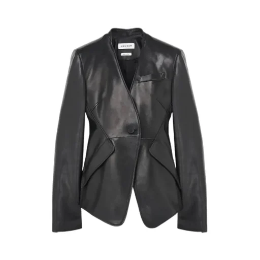 Peplum Tailored Leather Jacket