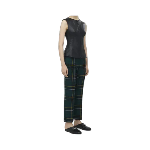 Zipped Crewneck Leather Vest