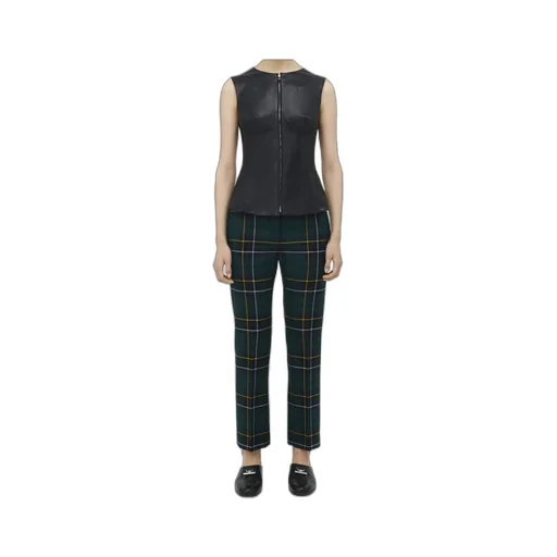 Zipped Crewneck Leather Vest