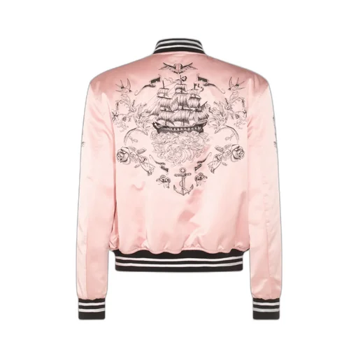 Logo Printed Satin Jacket