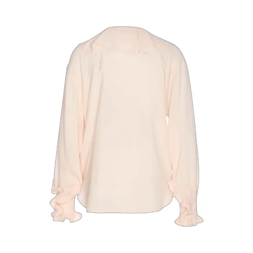 Long Sleeved Ruffled Crewneck Blouse