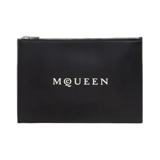 Logo Printed Zipped Clutch Bag