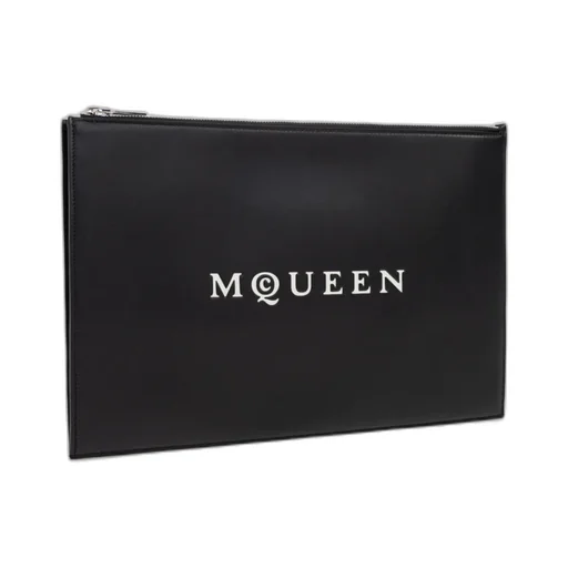 Logo Printed Zipped Clutch Bag