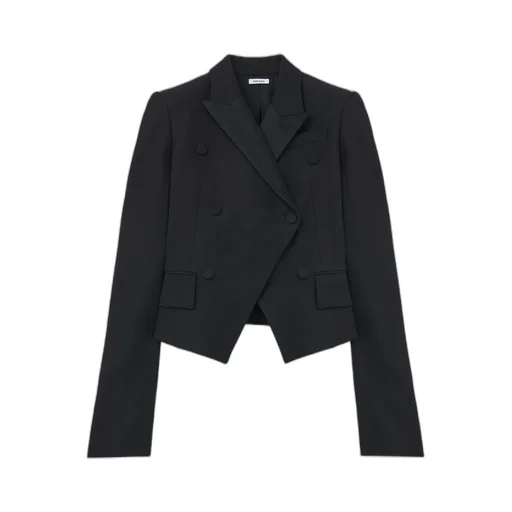 Flap-Pocketed Double-Breasted Blazer