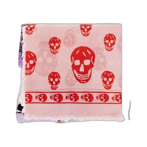 Skull Printed Fringed Edge Scarf
