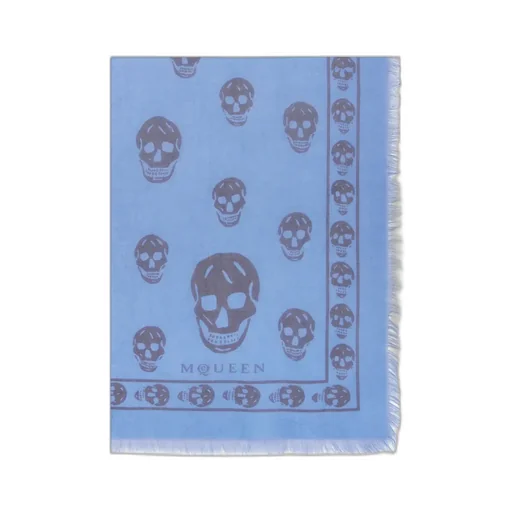 Classic Skull Printed Frayed-Edge Scarf