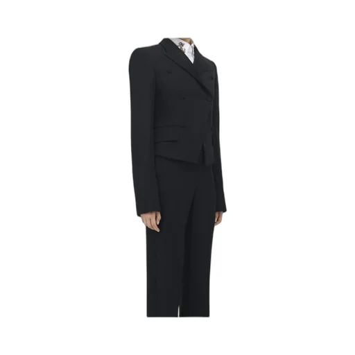 Flap-Pocketed Double-Breasted Blazer