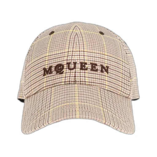 Logo Embroidered Checked Baseball Cap