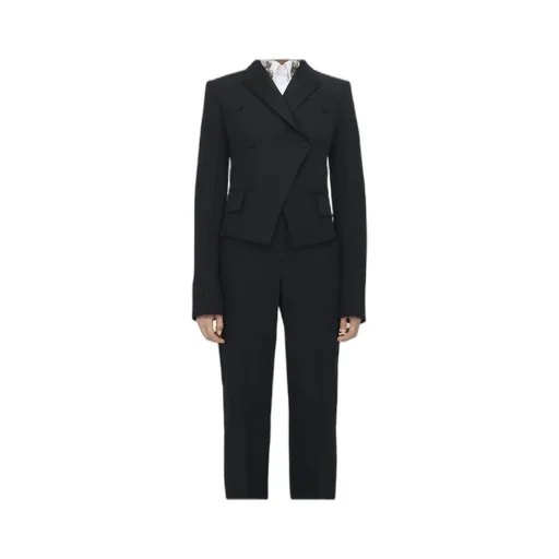 Flap-Pocketed Double-Breasted Blazer