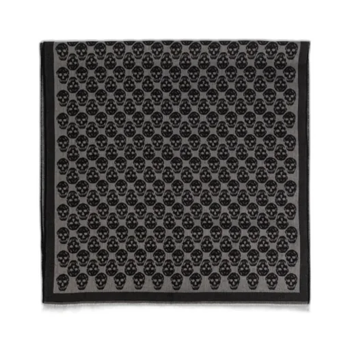 Skull Jacquard Frayed-Edge Scarf