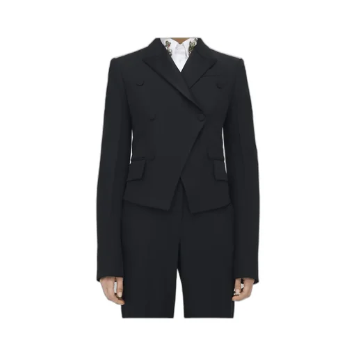 Flap-Pocketed Double-Breasted Blazer