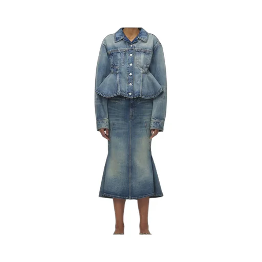 Stonewashed Denim Peplum Jacket
