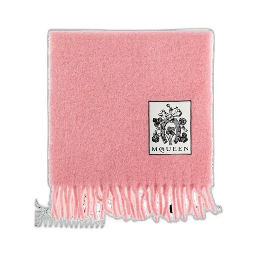 Logo Patch Fringed-Edge Scarf