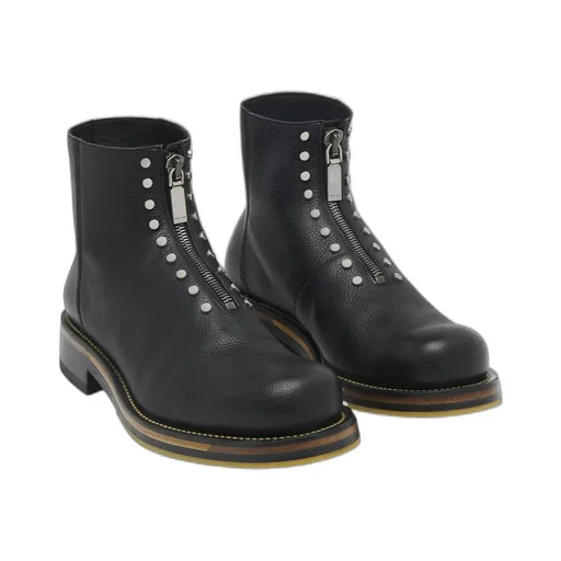 Studded Zip-Detailed Ankle Boots