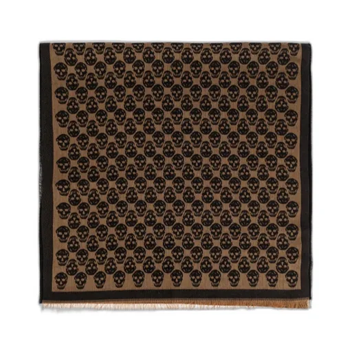 Skull Jacquard Frayed-Edge Scarf