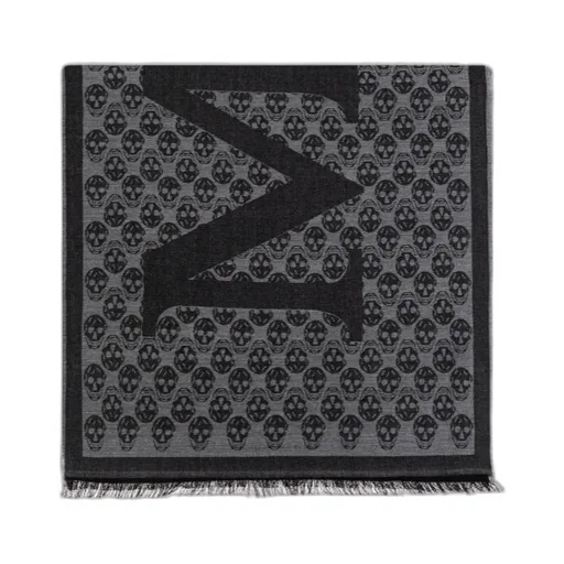 Skull Jacquard Frayed-Edge Scarf
