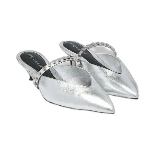 Stud-Embellished Pointed-Toe Mules