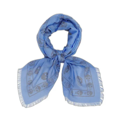 Classic Skull Printed Frayed-Edge Scarf