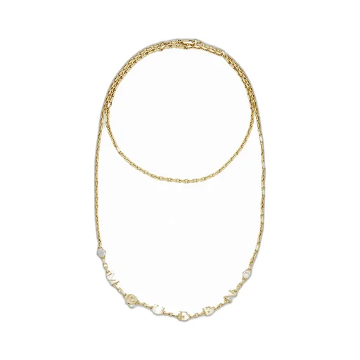 Logo Lettering Chained Embellished Necklace