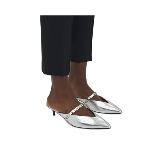 Stud-Embellished Pointed-Toe Mules