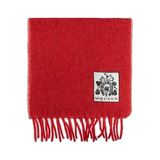 Logo Patch Fringed-Edge Scarf