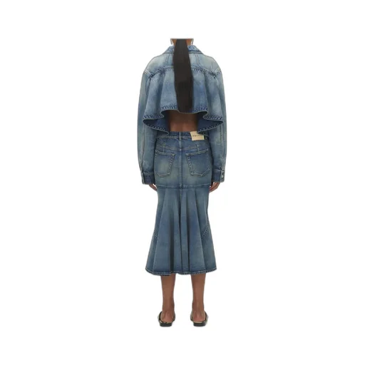 Flared Denim Kickback Skirt