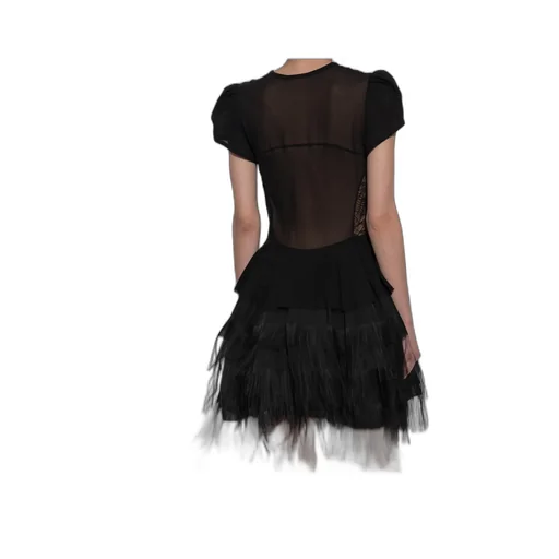 Layered Fringed Mesh Mini Dress