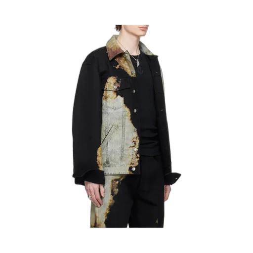 Abstract Print Denim Jacket