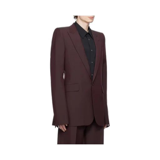 Stacked Shoulder Single-Breasted Jacket