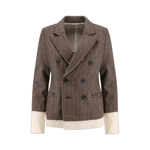 Layered Hem Herringbone Jacket