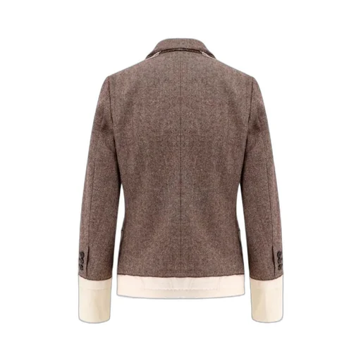 Layered Hem Herringbone Jacket