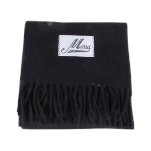 Logo Patch Fringed Scarf