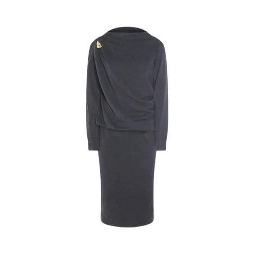 Draped Embellishment Midi Dress