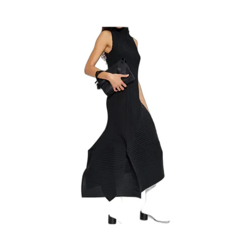 Pleated Sleeveless Asymmetric Dress