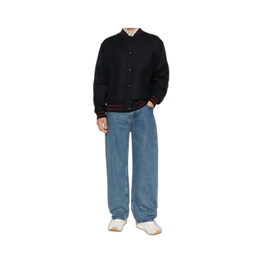 Striped Trim Logo Detailed Jacket