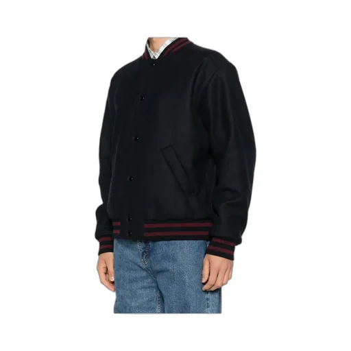 Striped Trim Logo Detailed Jacket