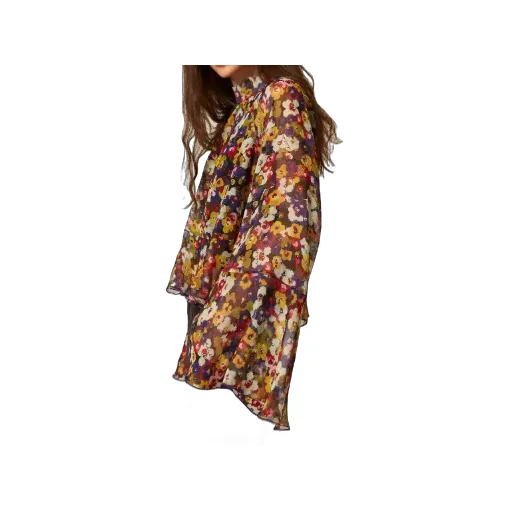 Floral-Print Bell-Sleeve Blouse