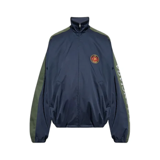 Stand Up Collar Logo Embroidered Jacket