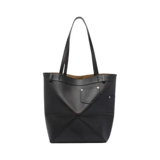 Panta Medium Puzzle Fold Tote In Shiny Calfskin