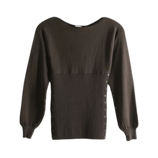 Ribbed Buttoned Sweater