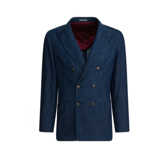 Old Denim Deconstructed One-And-A-Half Breasted Blazer