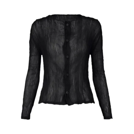 Chiffon Twist Crewneck Cardigan
