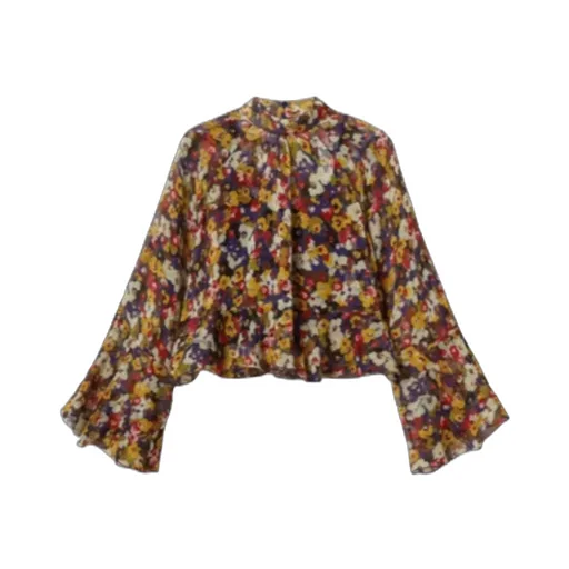 Floral-Print Bell-Sleeve Blouse
