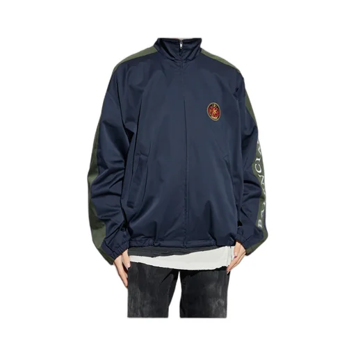 Stand Up Collar Logo Embroidered Jacket