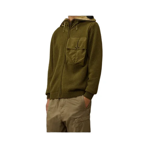 Zip-Up Patch-Pocket Hoodie