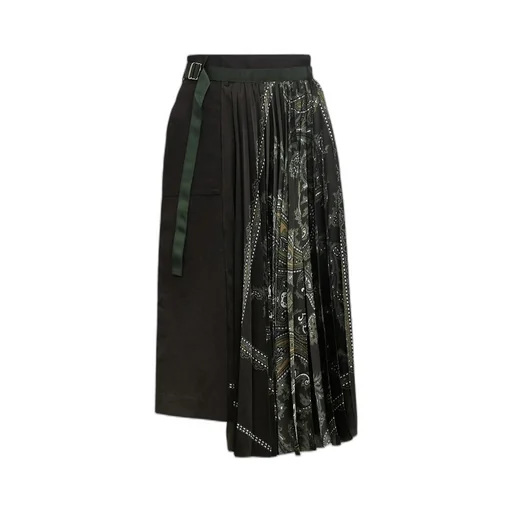 Paisley-Print Panelled Midi Skirt