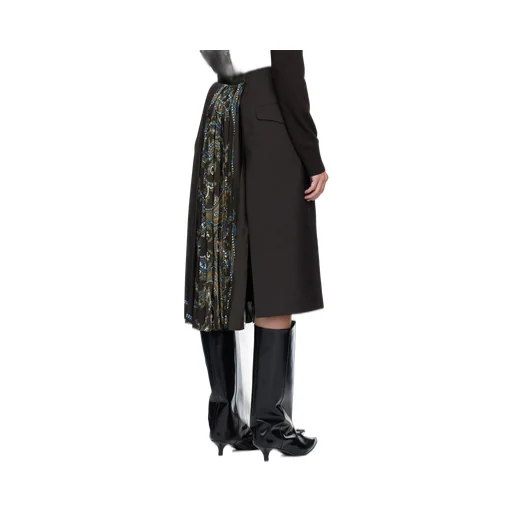 Paisley-Print Panelled Midi Skirt
