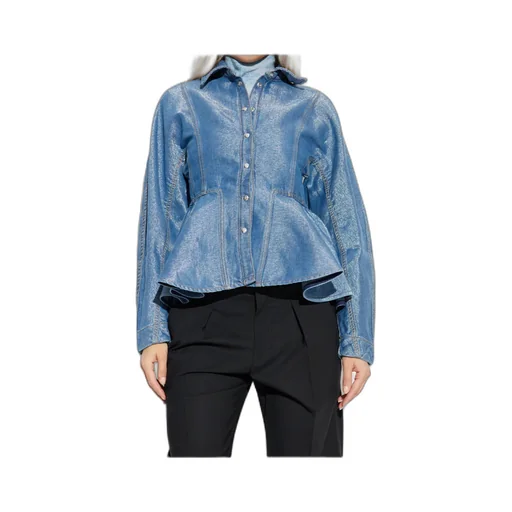 Buttoned Peplum Denim Jacket