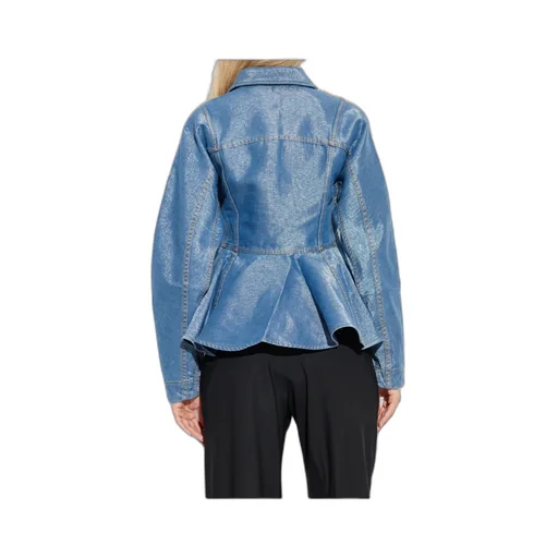 Buttoned Peplum Denim Jacket