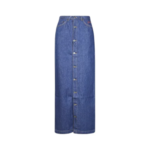 Button-Front Denim Skirt
